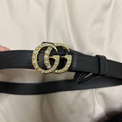 gucci pearly gg leather belt|Gucci pearl belt poshmark.